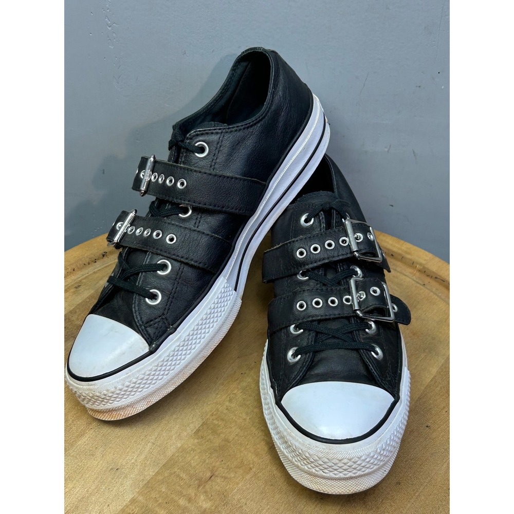 Converse Shoes Women 11 Black Chuck Taylor All Star Lift Ox Buckle Leather